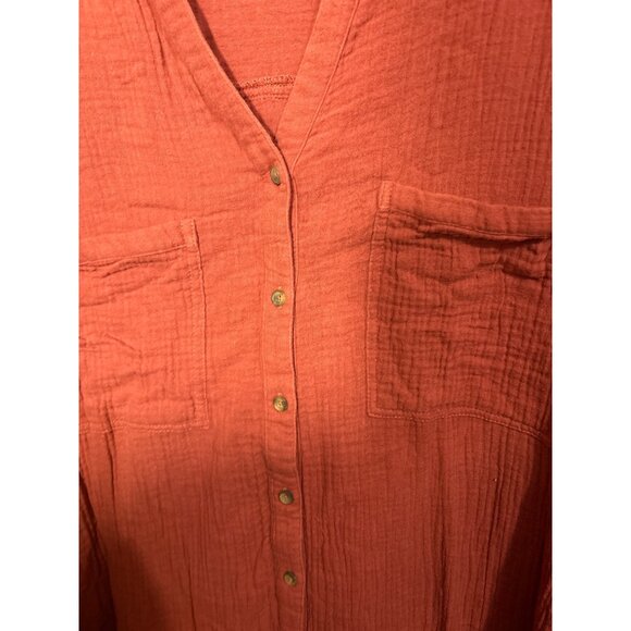 Anthropologie First Monday Womens Red Button-Front Peasant Dress Large - Picture 3 of 5